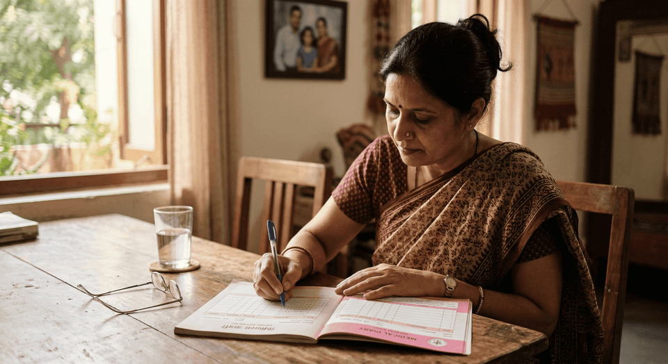 Patient logging the CanTRAC diary at home